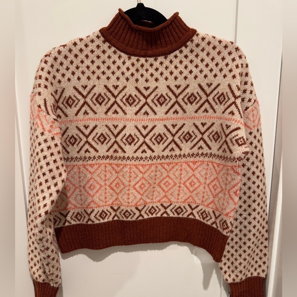 AMERICAN EAGLE mock neck Aztec geometric sweater S Norwegian nordic - Picture 5 of 8
